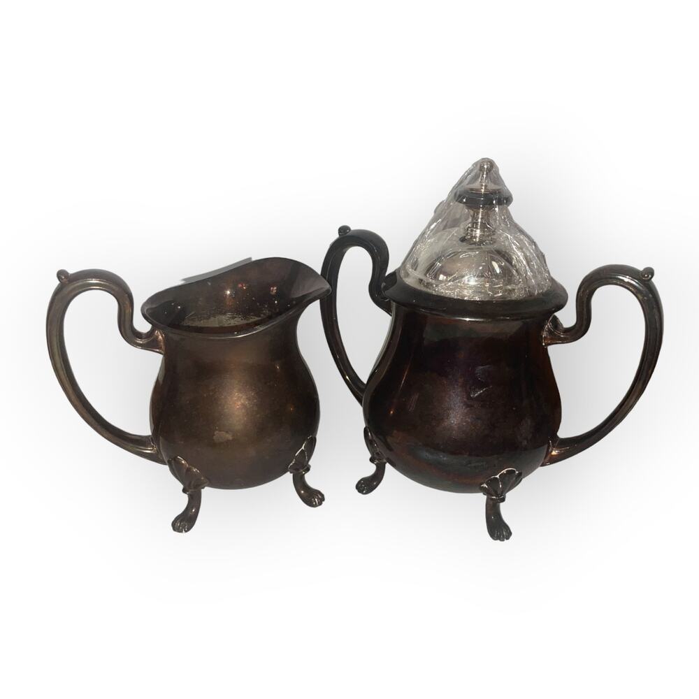 Vintage Crescent Silver Plate sugar | creamer